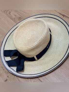 Scala Preppy Tan & Black Beach Hat